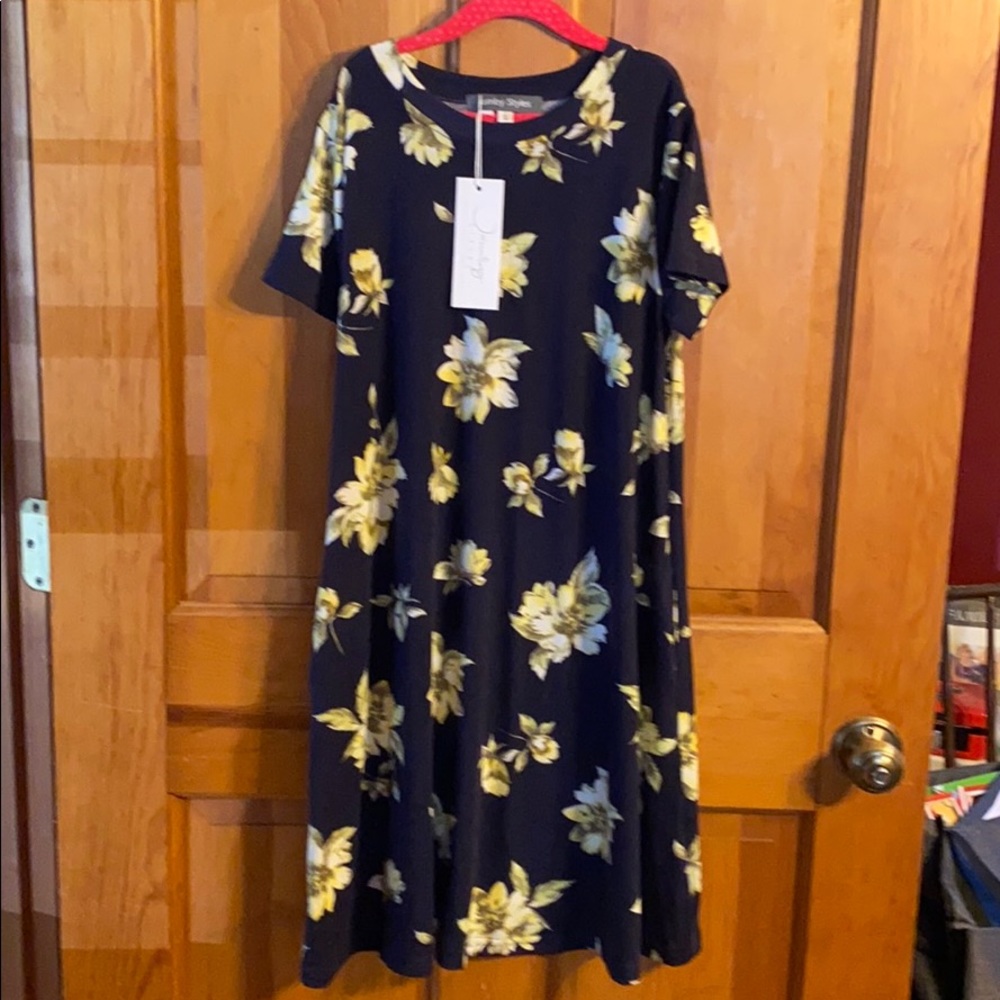 Kids swing dress (blue floral)